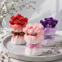 Keramische rozenboeket fruitvorkjes roestvrijstalen desserthouder set diverse kleuren 7,7cm 6,8cm 9,3cm voor bruiloft feest cadeau