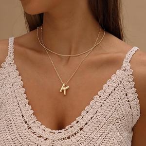 Collier avec initiale en lettres arabes plaqué or 18 carats, bijoux en acier inoxydable, pendentif alphabet personnalisé, collier avec nom - Product Image 2