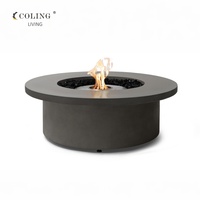 Table de feu moderne sans fumée au bioéthanol, ronde, en béton, sans cheminée, autoportante, pour intérieur et extérieur, table basse pour patio et jardin