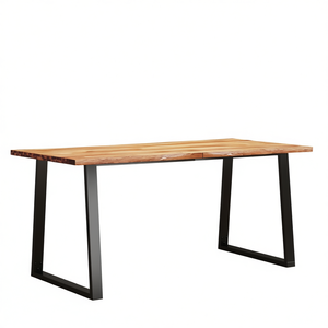 <b>Solid</b> <b>Wood</b> Acacia Live Edge Dining <b>Table</b> 63x31.5x29.5 Inches Rectangular Industrial Modern Home Furniture - Product Image 1