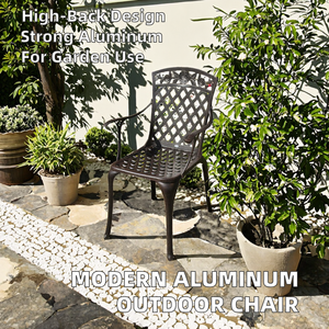 Modern Design Durable Cast Aluminum Outdoor Furniture Armrest <b>Chair</b> with <b>High</b> Backrest for Apartment Garden Patio Balcony - Product Image 2