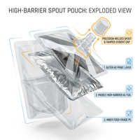 Pochette à bec verseur personnalisée de qualité alimentaire durable pour eau minérale, vodka, bière, boissons – Sac pulvérisateur en plastique Mylar