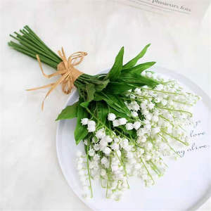 Flores artificiales de tacto real para decoración de bodas, flores artificiales a granel convallaria majalis muguet de mai lily of the valley - Product Image 4