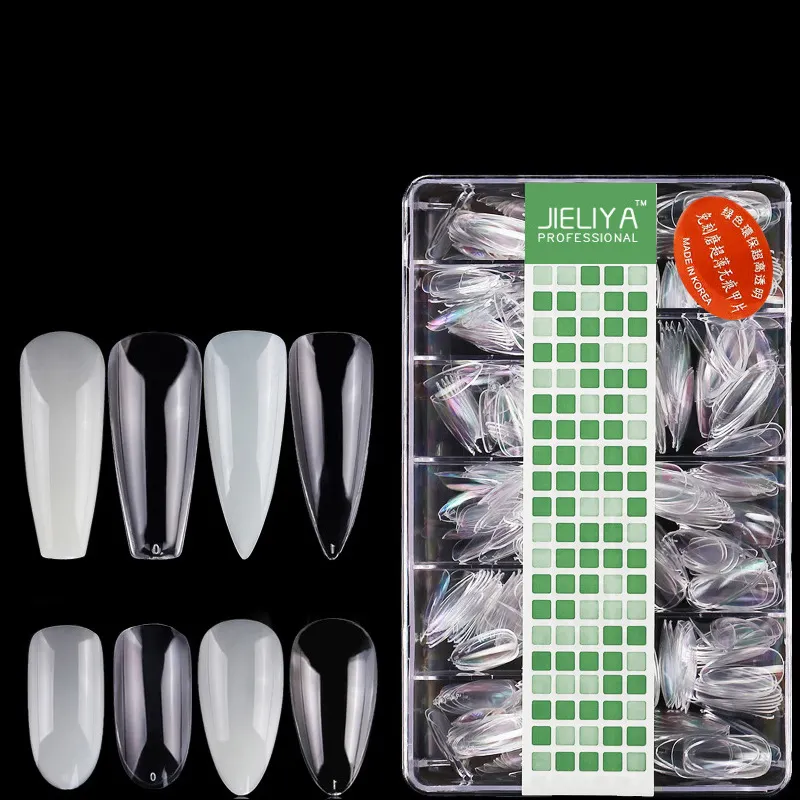 500 pcs/box Clear V Straight Full Half Cover Fake Nail Tips Acrylic Ballet Coffin French Press on Nail with Box