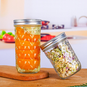 8 Ounce Round Wide Mouth Airtight Glass Mason Jar 380ml/1000ml Capacity Split Tops Lid for Canning Honey Food <b>Storage</b> <b>Kitchen</b> - Product Image 1