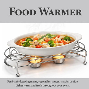 2026 Coffee <strong>Tea</strong> <strong>Warmer</strong> Silver Chrome-plated Warming Grid <strong>Food</strong> <strong>Warmer</strong> Tealight Holders for 2 <strong>Tea</strong> <strong>Lights</strong> to Place Cups, Pots - Product Image 2