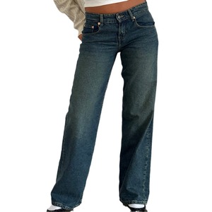 Ohsisa <span class=keywords><strong>Jeans</strong></span> a Gamba Dritta da Donna di Alta Qualità Nuovi Pantaloni Casual Morbidi in Denim a Gamba Larga e <span class=keywords><strong>Vita</strong></span> <span class=keywords><strong>Bassa</strong></span> - Product Image 5