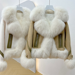 OFTBUY hiver épaissi populaire naturel fourrure de renard costume col épais chaud nouvelle mode daim duvet d'oie doublure manteau exquis - Product Image 4