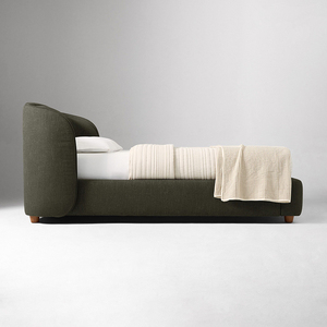 <span class=keywords><strong>Lit</strong></span> minimaliste avec tête de <span class=keywords><strong>lit</strong></span> incurvée, capitonné en tissu <span class=keywords><strong>vert</strong></span> olive, taille King, avec pieds en bois de noyer, pour usage hôtelier - Product Image 2