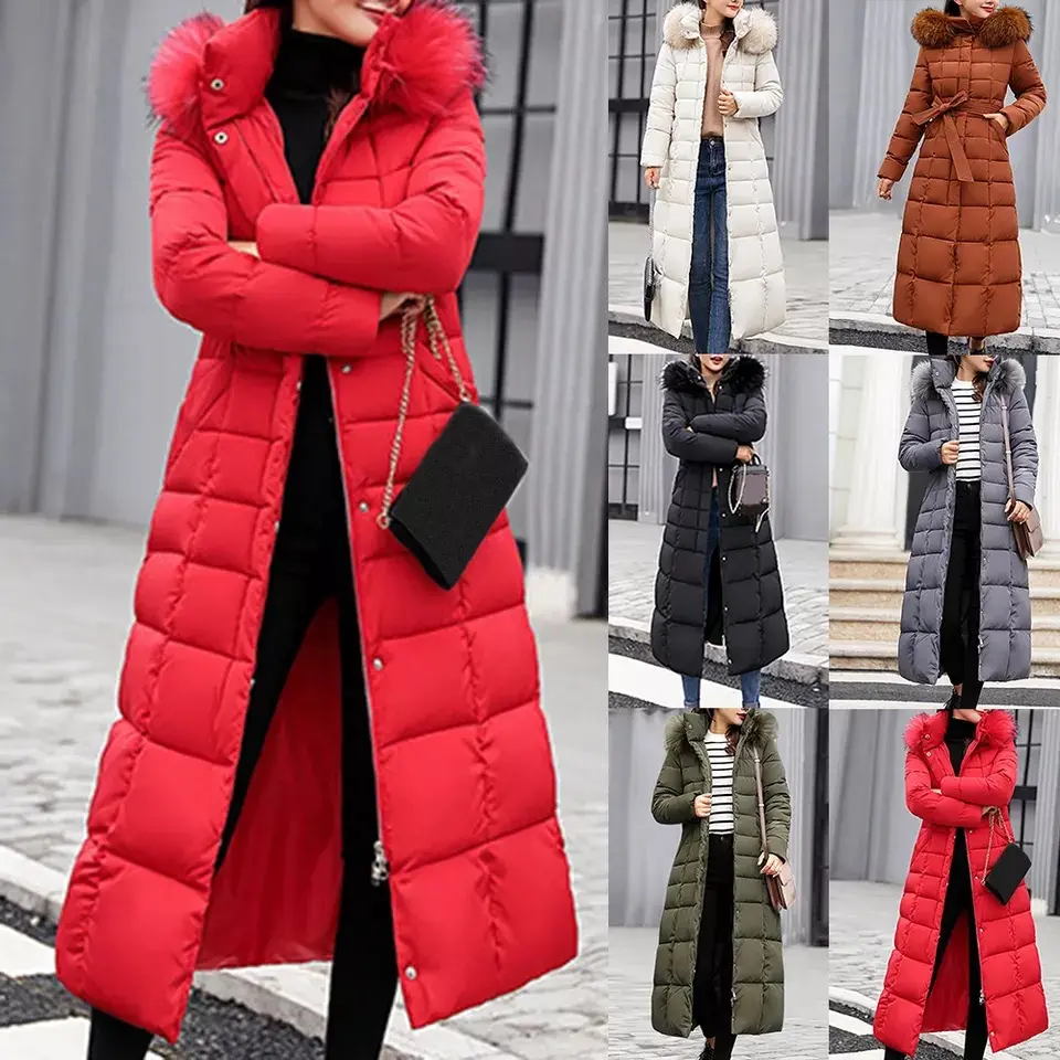 New Arrival Long Winter Coat Women Parkas Slim Casual Hooded Fur Collar Warm Jacket Outwear Coat Streetwear