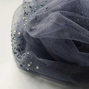 Fashion Sparkle Crystal AB Hotfix Strass Mesh Doek Voor Trouwjurken Garment Mesh Netto Stof