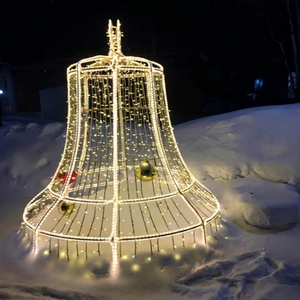 Guirlande lumineuse LED 3D commerciale en forme de cloche de Noël pour centres commerciaux, hôtels et décorations de lieux emblématiques extérieurs - Product Image 1