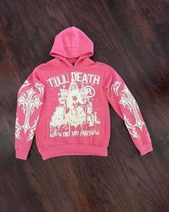 Custom 500GSM Heavyweight Screen Print Hoodies 100% Algodón Sudadera Streetwear Full Offset Print Mens Hoodie - Product Image 6