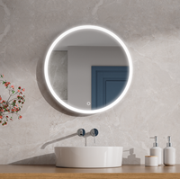 Water Proof LED Mirror Copper Lead Free Silver Anti-fog Mirror with Plug IP44 Round Shape