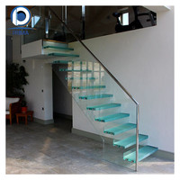 Escalier en verre robuste Prima pour immeuble de grande hauteur, verre trempé courbé et feuilleté, antidérapant, vente chaude