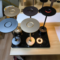 Lampe de table de salle à manger LED sans fil rechargeable en aluminium DC, design moderne haut de gamme, finition brossée oxydée, avec charge sans fil