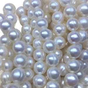 Collier de perles d'eau douce semi-finies de 8-9 mm, presque rondes, avec défauts de fil, bijoux en perles naturelles blanches en vrac - Product Image 4
