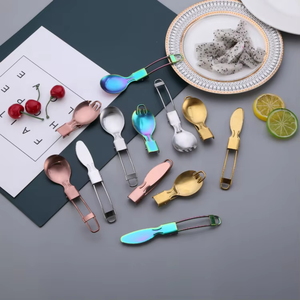 <span class=keywords><strong>Couteau</strong></span> pliant portable <span class=keywords><strong>3</strong></span> <span class=keywords><strong>en</strong></span> <span class=keywords><strong>1</strong></span> <span class=keywords><strong>en</strong></span> acier inoxydable personnalisé, kits de cuillères et fourchettes, ensemble de couverts détachables pour la randonnée, la survie, le camping et le voyage - Product Image 2