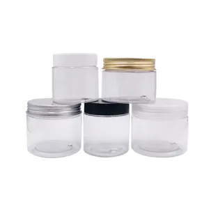 Plastic Storage Jar With Lid Custom Food Grade 1oz 4oz 8oz 16oz 200ml 500ml Cosmetic Cream Clear PET Plastic Jar With Screw Top Lids