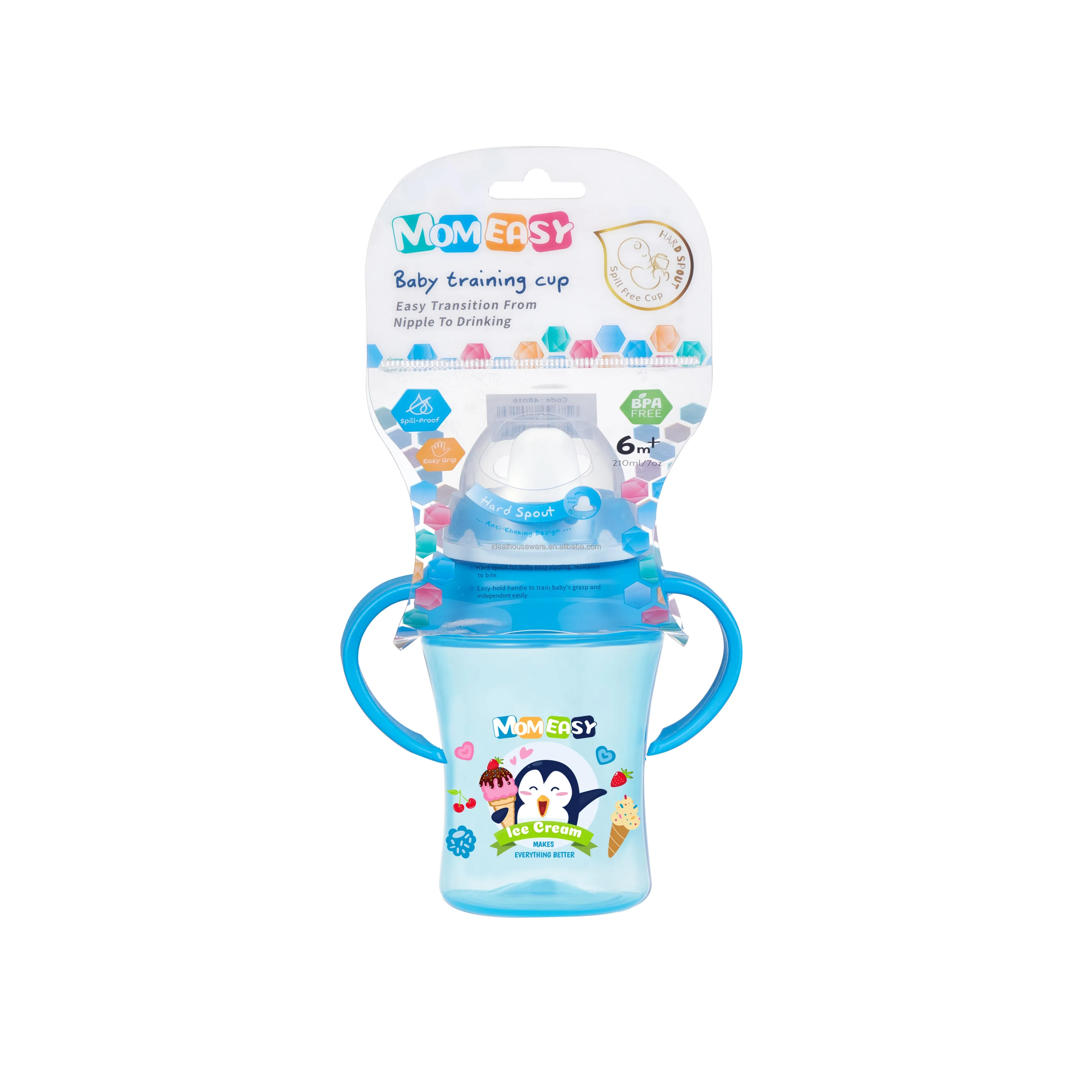 7oz /210ml PP Baby Training Cup Baby Cup com alça e spourt