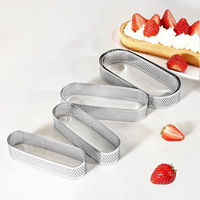 En stock : Moule à pâtisserie ovale perforé en acier inoxydable, cercle à mousse, cercle à tarte française, moule à cheesecake, moule à gâteau de riz, compatible four