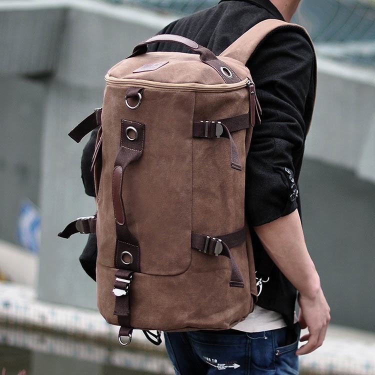Versatile Travel Tote Gym Sports Round Canvas Backpack