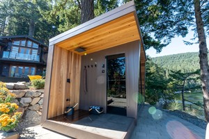 Cabine de sauna électrique extérieure en bois naturel avec verre réfléchissant sur toute la surface pour appartement, <span class=keywords><strong>spa</strong></span> en milieu forestier - Product Image 2