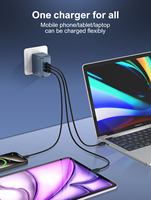 LDNIO Q7 Multifonction Usb c Multi 4 Port Adaptateur Chargeur Rapide GaN Câble Chargeur Mobile Type c Chargeur de Voyage 65w