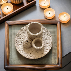 Porte-bâtonnets d'<span class=keywords><strong>encens</strong></span> Palo Santo en ciment multifonctionnel Brûleur de sauge blanche Exquis pour la décoration intérieure Yoga <span class=keywords><strong>Purificateur</strong></span> - Product Image 2