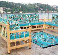 Ensemble de canapés traditionnels turcs Majlis, turquoise, style oriental arabe, banc en bois pour salon, décoration de jardin