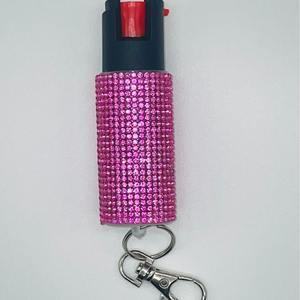 Vente en gros d'usine, porte-clés en forme de chat tissé à la mode, rechargeable, avec strass, ensemble de porte-clés à mousqueton pour femmes, défense personnelle en plein air - Product Image 2