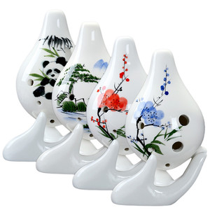 Ocarina décorative en porcelaine blanche peinte à la main, 6 trous, en céramique, pour débutant - Product Image 1