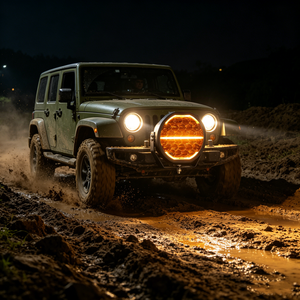 Projecteurs LED ronds de 7 pouces pour camion tout-terrain 4x4, lumière blanche ambre DRL, lumière de jour - Product Image 1