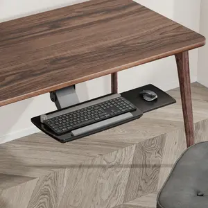 符合人体工程学的滑动可调台下搁板电脑旋转台下键盘托盘，带鼠标垫，用于游戏家庭办公桌