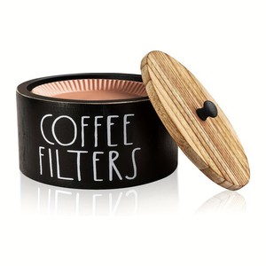 กล่องเก็บตัวกรองกาแฟทรงกลมฝาไม้สีดำสำหรับทำกาแฟ - Product Image 5