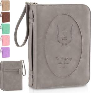 Estuche de Transporte para Biblia con Cremallera Personalizado de Cuero PU con Asas, Fundas para Libros, Bolsas de Cuero para Biblias, Muestra Gratuita - Product Image 1