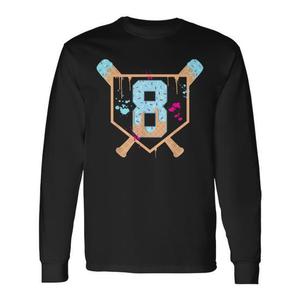 Maglietta a maniche lunghe per bambino di 8 anni con numero 8, design a goccia di gelato, girocollo, stampa digitale, sportiva - Product Image 1