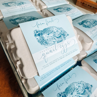 Emballage d'œufs de caille japonais frais de ferme manchon en papier imprimé personnalisé pour l'image de marque des œufs biologiques en Carton de pulpe écologique