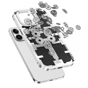 For iPhone 14 ProMax New Fall prevention Mechanical Shock Resistant Gear For Apple 13 Pro Metal gear wheel Protective Case