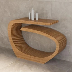 ML-ST06 Mesa Consola Moderna de Madera Sólida de Alta Gama, Diseño Curvo Orgánico para Apartamento, Oficina, Hotel - Personalizable - Product Image 6