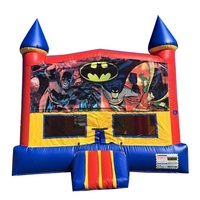 Bannières de panneau d'art de fête à thème extérieur 13ft Commercial 0.55mm PVC Avengers Château gonflable avec filet de sécurité