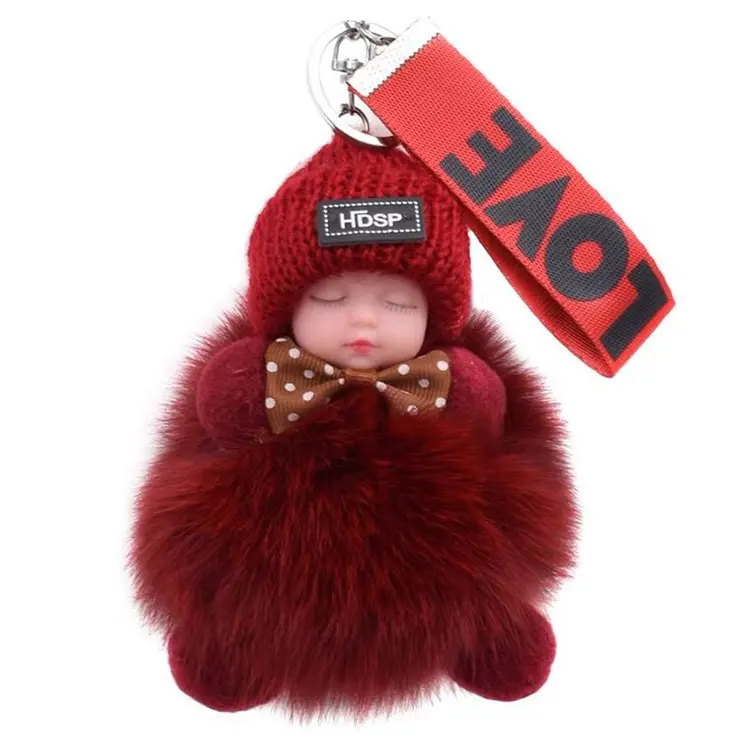 Fox fur ball pendant cute doll car key chain pendant bag hanging accessories