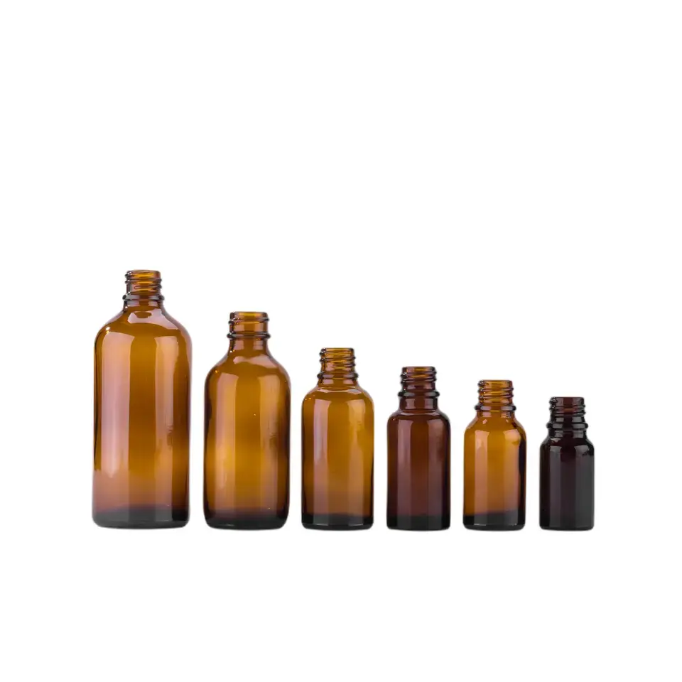 Good Price Hot Sale 5ml 10ml 15m L20ml30ml 50ml100ml Amber Essential Oil Bottle Amber Glass Bottle With Dropper Black Cap
