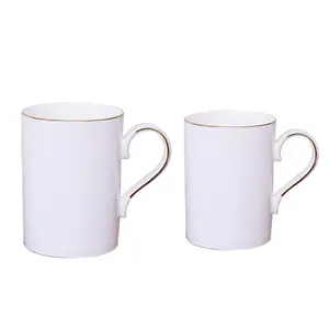 Wholesale Creative Gold Rimmed water mug Simple white ceramic mug Multiple styles Nordic bone China solid color mug