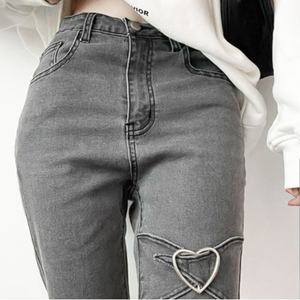 กางเกงยีนส์แฟชั่นสตรีท 100% ผ้าฝ้าย ดีไซน์น่ารักสไตล์สาวหวาน ทรงขาบาน วินเทจ ทรงหลวม - Product Image 4