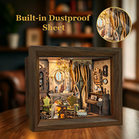Hmaileon Kit de puzzle 3D en bois Glimmer Hall, kit de montage de cadre photo DIY, kit de maison miniature avec lampe LED, décoration intérieure