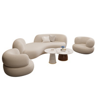 Canapé-Lit Moderne en Velours Crème, Canapé Modulable en Tissu, Design Durable pour Villa, École, Salon, Réception, Zone de Repos Hôtes
