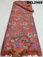 Tissu en dentelle guipure doux et respectueux de la peau, couleur orange brûlé, prix de gros, pour robes de mariée des Philippines, tissu en filet