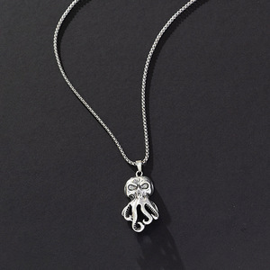 Collier pendentif Octopus pour homme, style Hip Hop, en argent tibétain, forme animal, chaîne de pull, style coréen, tendance, motif visage de fantôme marin - Product Image 3