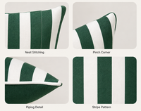 Coussin d'extérieur vert forêt rayé, hydrofuge, résistant aux UV, séchage rapide, en mousse haute densité, avec coins renforcés, OEM ODM